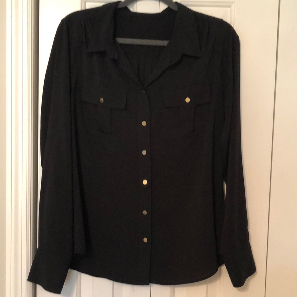 Calvin Klein black button down blouse